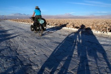 Cruising the Salar de Atacama as the sun goes down.